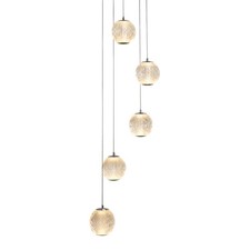 LED 5 Light Multi Drop Pendant Chrome Acrylic Dimmable 1699lm Warm White Ceiling