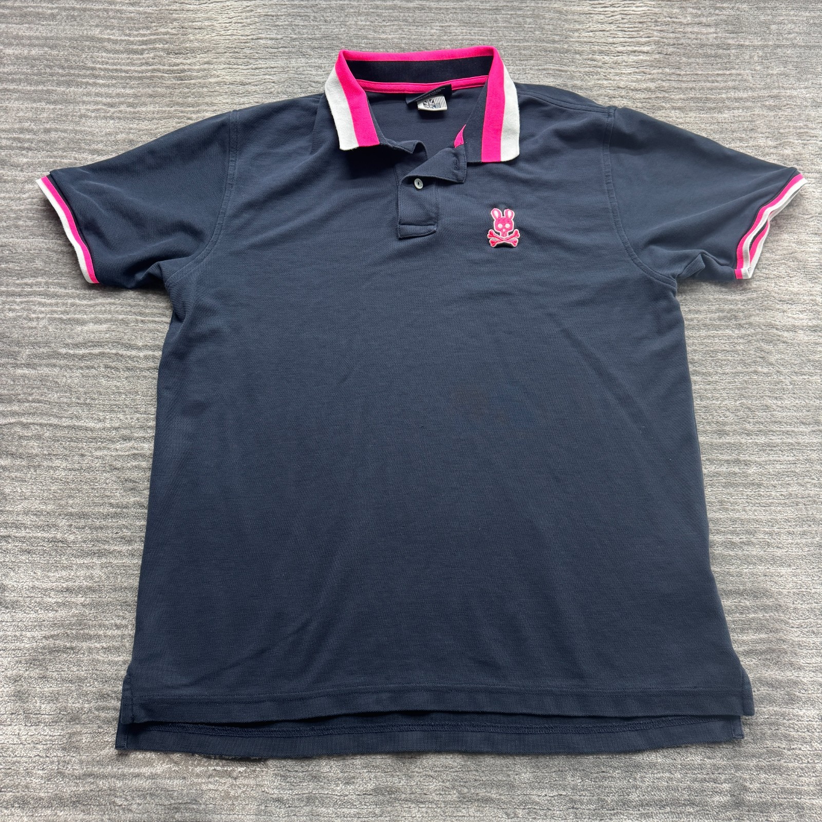 Psycho Bunny Polo Shirt Size 7 Mens Pima Cotton Logo Tee Blue