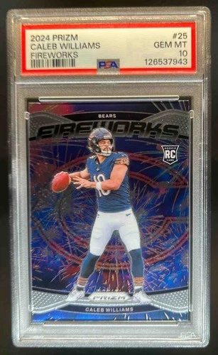 2024 Prizm Caleb Williams Fireworks RC Rookie #25 Bears PSA 10