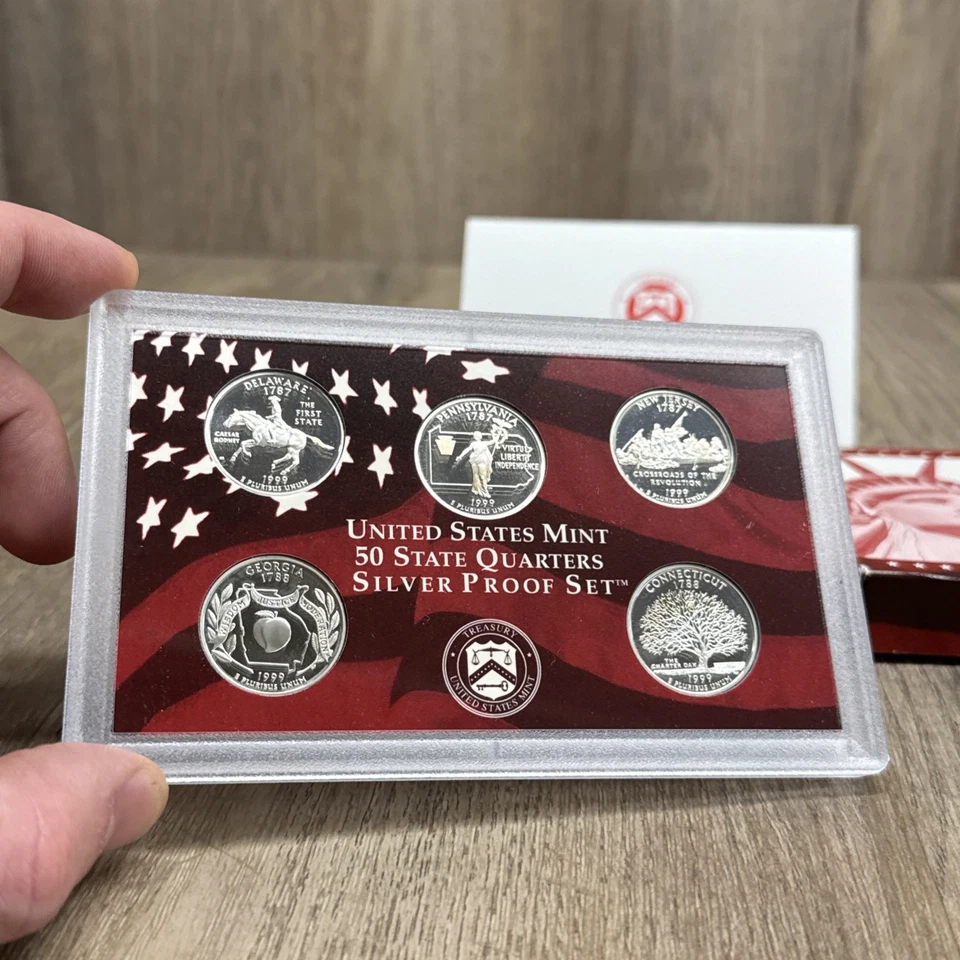 Juego de 9 monedas 1999 S plata prueba Estados Unidos con caja original y certificado de autenticidad San Francisco como nuevo Foto 2 de 4