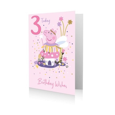 Peppa Pig Karte zum 3. Geburtstag - offiziell 210 x 137 mm, mehrfarbig 