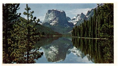 Postcard Square Top Mountain Bridger National Forest Wyoming 1969 damaged