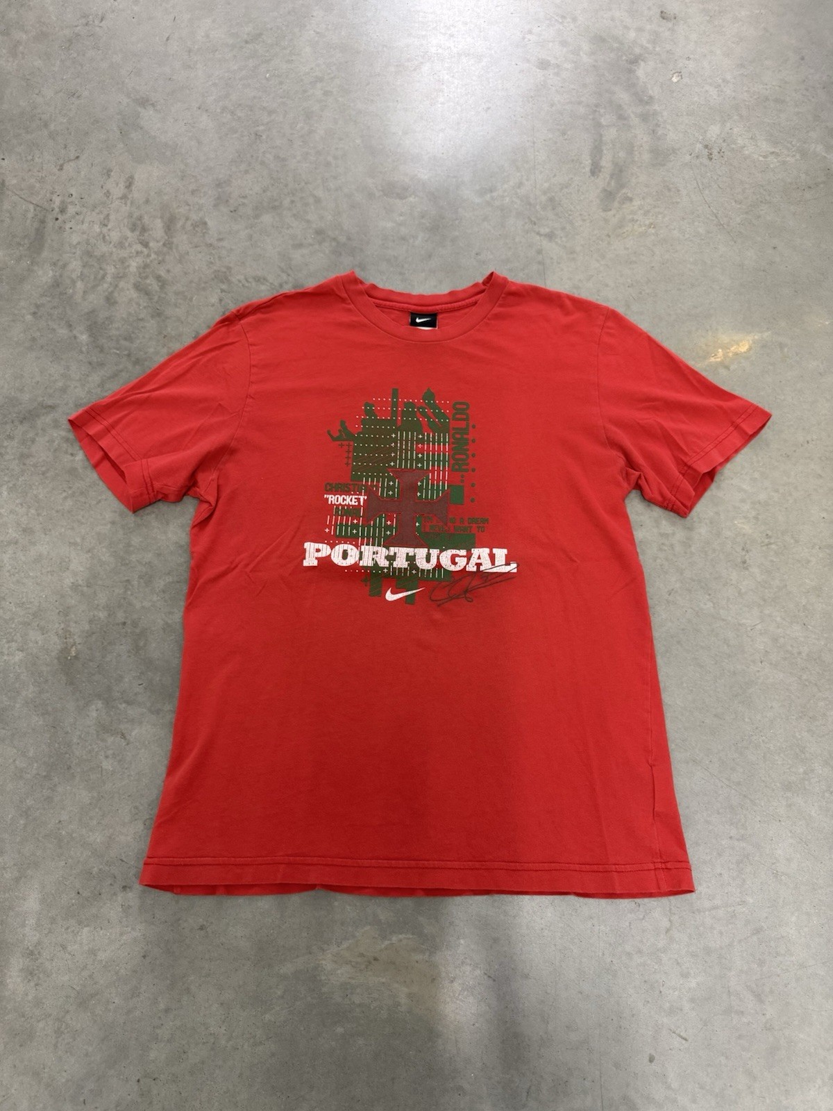 Portugal Cristiano Ronaldo Nike Vintage Red T Shirt World Cup Mens Large