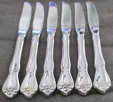 6 Oneida ARBOR ROSE Dinner Knives Stainless Flatware set lotKnife