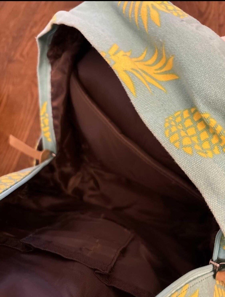Matching Set Adjustable Canvas Pineapple Backpack… - image 2