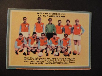 A&BC GUM FOOTBALLERS QUIZ #58 CHECKLISTE WEST HAM UNITED F A CUP GEWINNER 1964