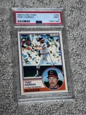 PSA 9 BASEBALL CARD 1983 O-PEE-CHEE OPC CLEVELAND INDIANS TOBY HARRAH