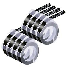 8PK DYMO 3D Embossing Label Tape Organizer Xpress 520109 White on Black 3/8"