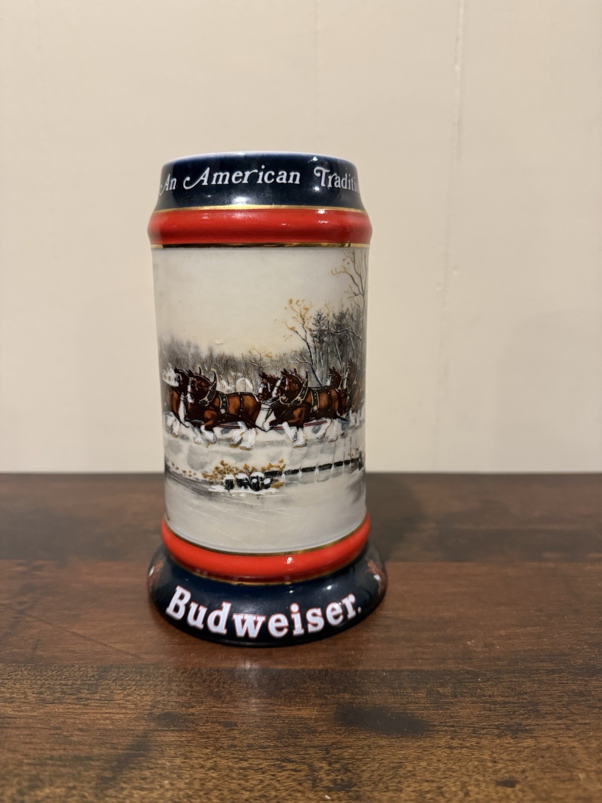 Lot of 3 Vintage Budweiser Holiday Christmas Beer Steins 1990-192 Clydesdales