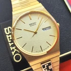 Seiko Vintage Quartz Watch With Textured Dial Box & Bracelet 5Y23-8119 Mens