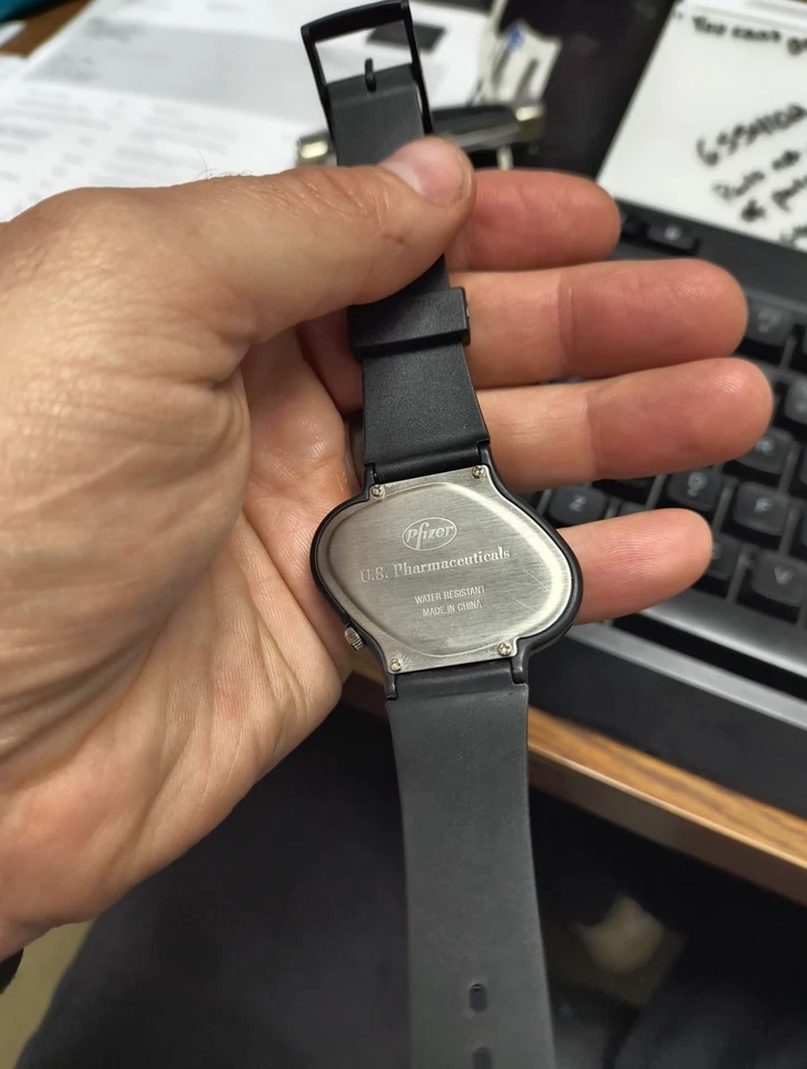Reloj Pulsera Hombre Little Blue Pill Logo Pfizer Broma No Probado Divertido Regalo de Cumpleaños! Foto 4 de 4