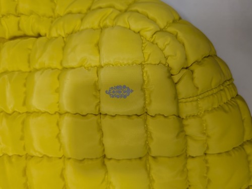Free People Quilted Carryall Tote Bag Lemon Zest Yellow Large Puffer Soft - Picture 6 of 11