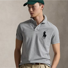 Polo Ralph Lauren Men Custom Slim Fit Short Sleeve Polo Shirt, Grey, M