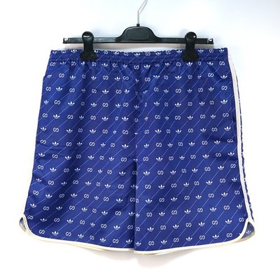 GUCCI x adidas Trefoil Print Shorts Navy Size 52 701367 ZAJCZ