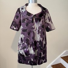 Simply Vera Vera Wang Women’s XS Purple Floral Print Short Sleeve Tunic Jacket
