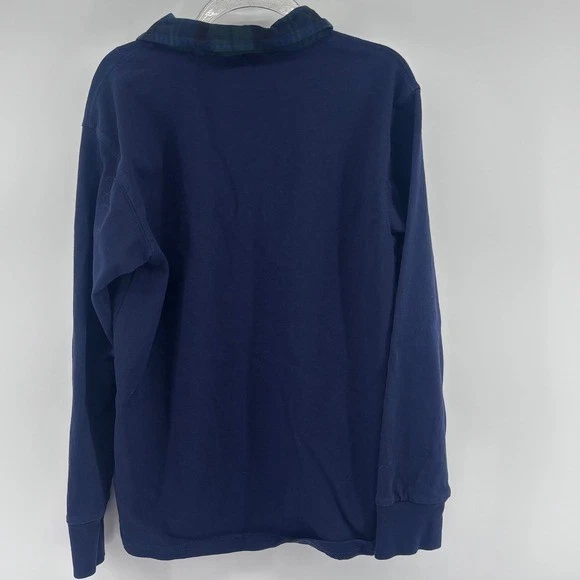 Camisa polo de rugby de manga larga azul marino Crewcuts cuello a cuadros niños talla M 8 9 Foto 3 de 4