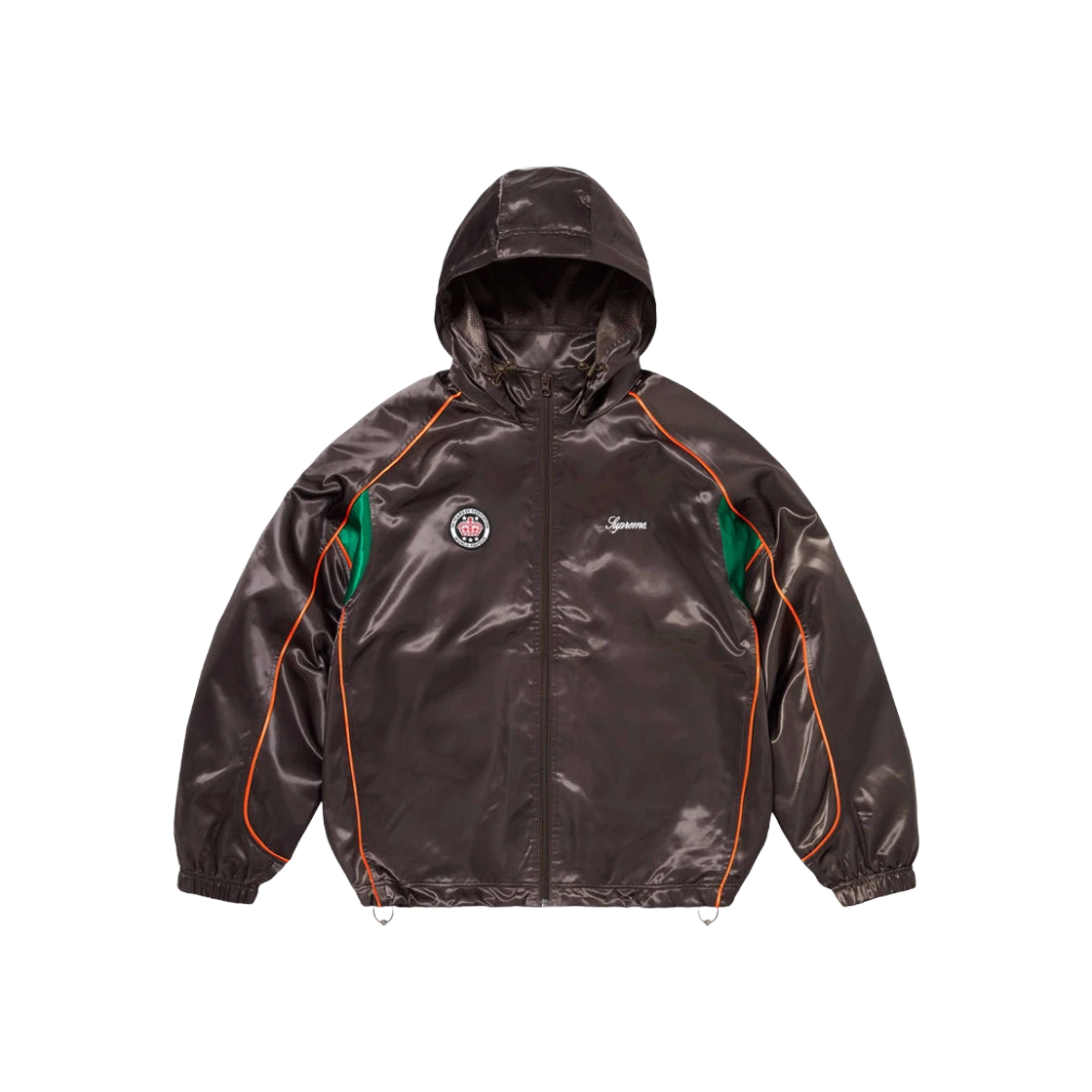 Veste de survêtement Supreme satin à capuche marron   24SS