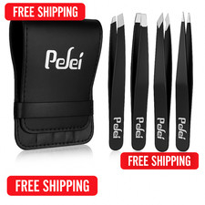 Pefei Tweezers Set - Professional Stainless Steel Tweezers for Eyebrows - Great