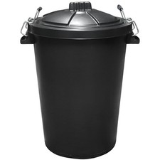 110l 85l 50l black dustbin with  locking lockable handles rubbish waste bin