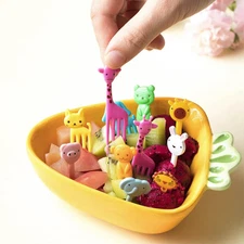 10pcs Kids Cartoon Fruit Forks: Child-Friendly Snack Cake Bento Food Picks - NEW