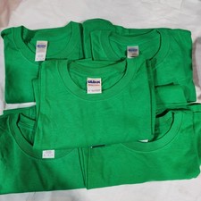 Gildan Men Hvy Cotton Solid Short Sleeves T-Shirt Lot Of 5 Green Lot  10 