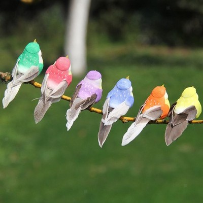 12x bunte Vögel Statue für Käfige, Bäume, Bonsai Deko