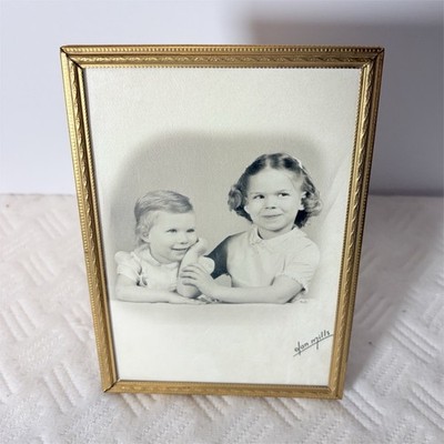Olan Mills Black & White Portrait Photograph of Children Framed 8x10