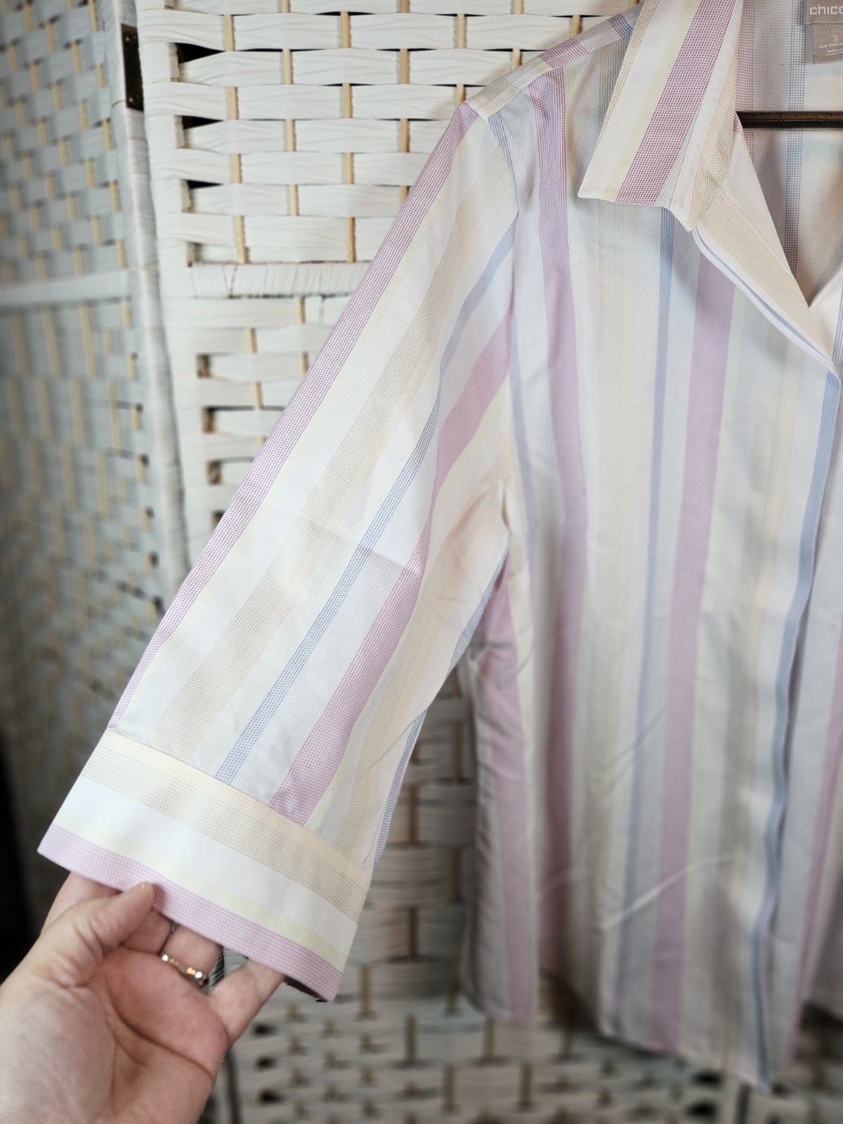 Chicos Womens Button Down Multicolor Striped Shir… - image 2