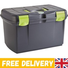Arezzo Equestrian Tack Box, Removable Insert, Durable Plastic, Black & Pistachio