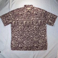 VTG Tori Richard Men's Hawaiian Aloha Button Up XL Leaf Pattern Made in USA