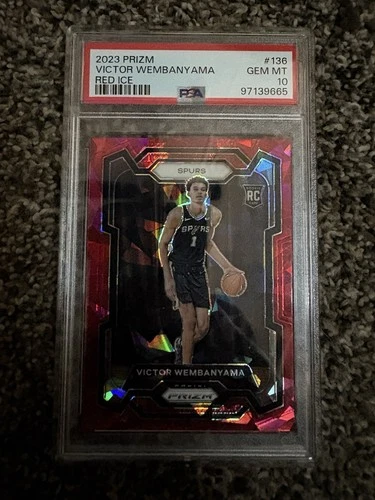 Panini 2023 Prizm Victor Wembanyama Red Ice Rookie #136 PSA 10 Card