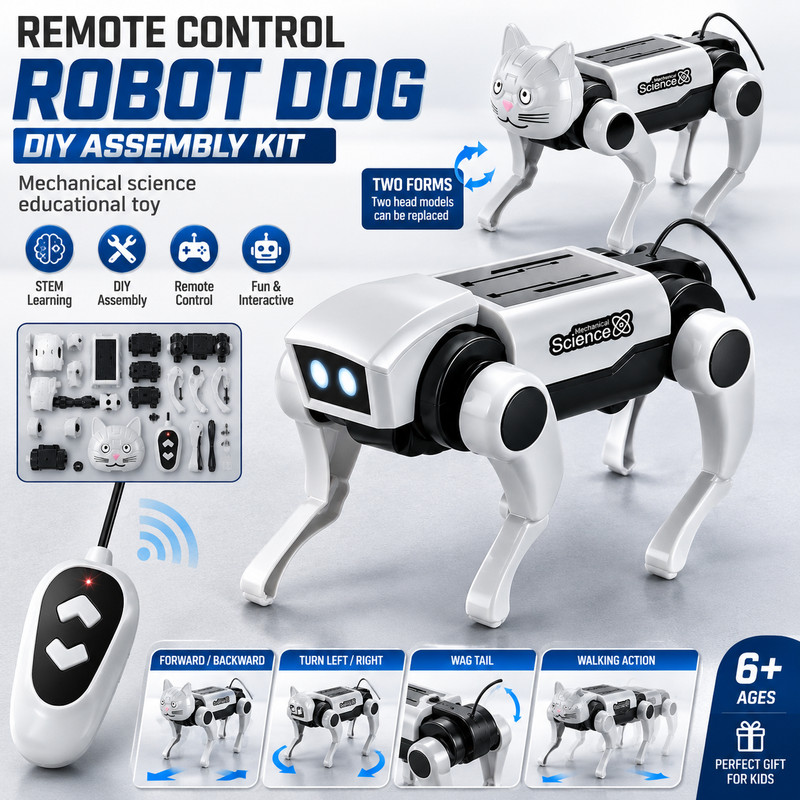 Remote Control Robot Dog DIY Building Kit STEM Educational Toy Kids Gift