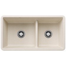 Blanco 442524 Precis 33" Undermount Double Basin SILGRANIT - White