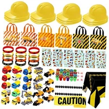  148 Pcs Construction Birthday Party Supplies Include 12 Construction Hats, 24 