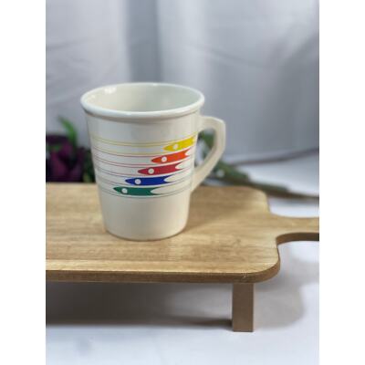 Vintage 1986 FDTA Rainbow Mug | 4 3/4'' Tall | Made in Japan, Retro Colorful