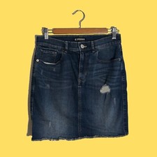 Express Jean Skirt Women Junior Raw Hem Size 6 Pre-Owned