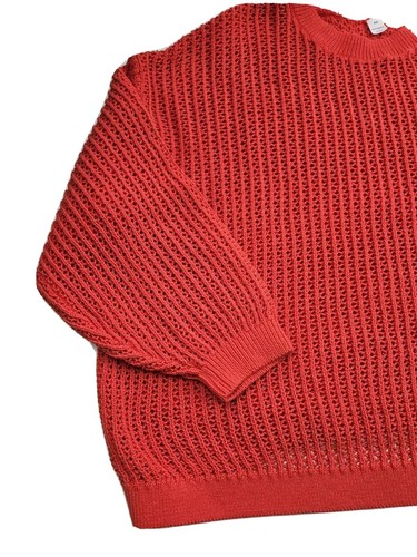 Suéter Old Navy Mujer 4X Naranja Tejido Abierto Cable Suéter 100% Algodón Manga 3/4 - Imagen 5 de 12