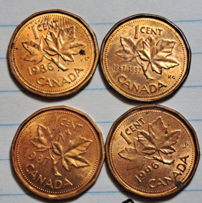 1987, 1986, 1992 , 1996 CANADA 1 CENT PENNY LOT OF 4 ITEM#2149 | eBay
