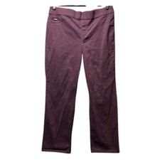 Nine West Heidi Pull-On Straight Burgundy Pants Stretch Cotton Comfort Size 14