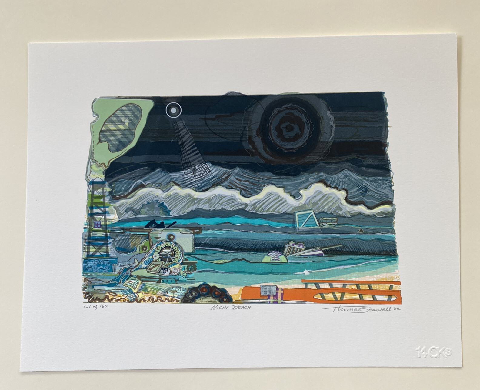 Thomas Seawell "Night Beach" Print Club of Albany 2004 31 Color Serigraph