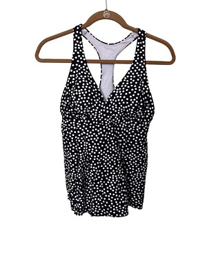 Lands End Womens Polka Dot Tankini Swim Top Size 6 Vacation Reaort Cruise