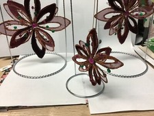 Katherine  s Collection Christmas ornament Holly  Ivy abstract flowers set of 3