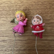 Angel and Pixie Pick Ornaments Vintage