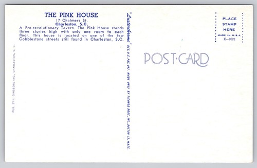 Vintage Postcard The Pink House Charleston South Carolina pre-revolution tavern - 第 2/14 張圖片