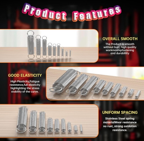 A2 Stainless Steel Tension Springs | Ø2.5mm×50-344mm for Automotive, Industrial - Picture 2 of 8