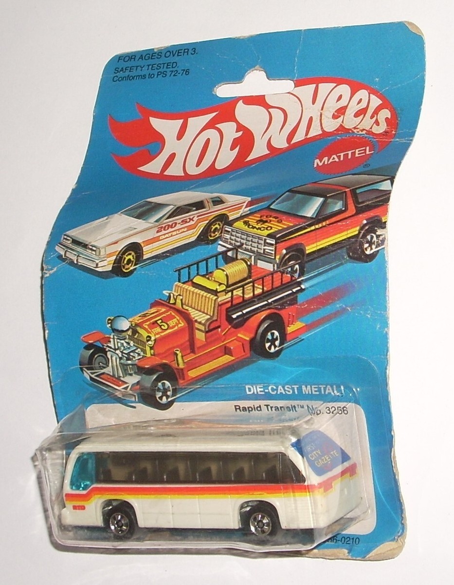 Vintage 1982 Hot Wheels 3256 RAPID TRANSIT Blue Window White Bus