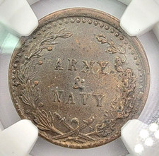 Army & Navy Civil War Token F-299/350a NGC AU-58 BN ND (1861-65) Free Ship