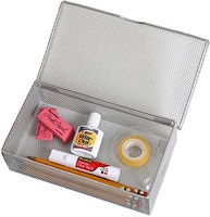 Ybm Home Silver Hinged Mesh Pencil, Markers, Pens Storage Box, School Supply Hol on sale Ybm Home Silver Hinged Mesh Pencil, Markers, Pens Storage Box, School Supply Hol on sale