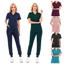 scrub set V-Neck Top jogger pant unisex Men Women Nursing Medical scrubs new