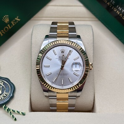 Datejust 41 NEW 2026 Silver Index Two Tone Yellow Gold Fluted Oyster Bracelet